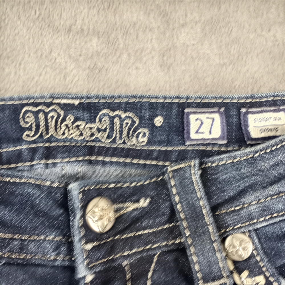 Miss Me Dark Blue Denim Women’s Shorts Size 27 - Picture 5 of 16